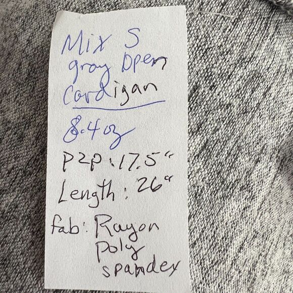 MIX 41Hawthorne open front lightweight light marled gray cardigan sz S - Picture 6 of 6